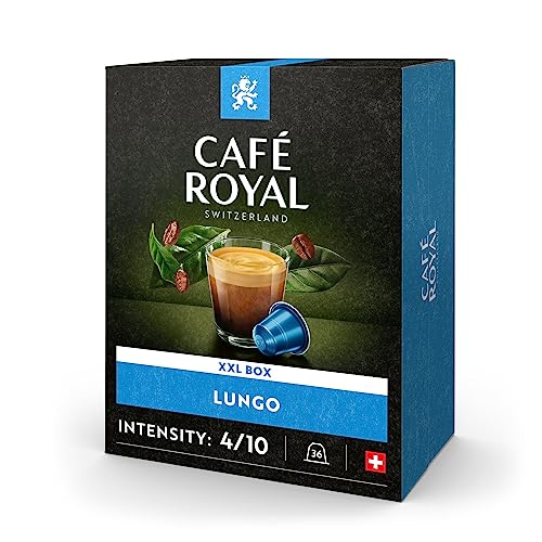 Café Royal Lungo 36 Kapseln für Nespresso Kaffee Maschine - 4/10 Intensität - UTZ-zertifiziert Kaffeekapseln aus Aluminium von Café Royal