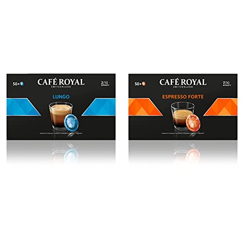Café Royal Lungo 50 Pads für professional Nespresso Maschine - 2/10 Intensität - UTZ-zertifiziert & Espresso Forte 50 Pads für professional Nespresso Maschine - 7/10 Intensität - UTZ-zertifiziert von Café Royal