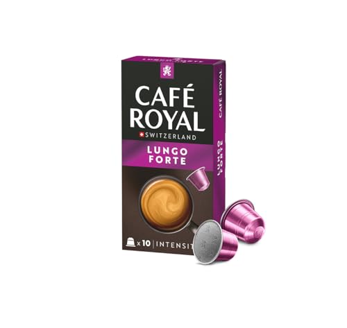 Café Royal Lungo Forte 10 Nespresso®* kompatible Kapseln (aus Aluminium, Intensität 8/10), 1er Pack (1 x 10 Kaffeekapseln) von Café Royal