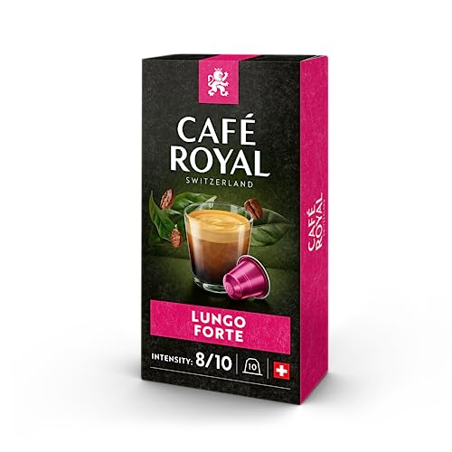 Café Royal Lungo Forte 100 Kapseln für Nespresso Kaffee Maschine - 8/10 Intensität - UTZ-zertifiziert Kaffeekapseln aus Aluminium von Café Royal