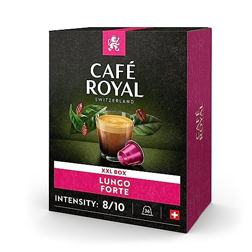 Café Royal Lungo Forte 36 Kapseln für Nespresso Kaffee Maschine - 8/10 Intensität - UTZ-zertifiziert Kaffeekapseln aus Aluminium von Café Royal