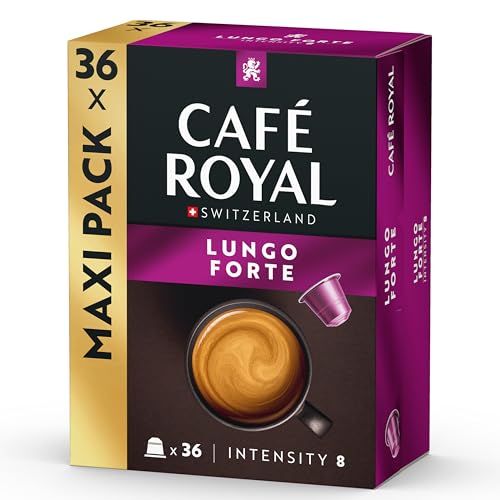 Café Royal Lungo Forte 36 Kapseln für Nespresso Kaffee Maschine - 8/10 Intensität - UTZ-zertifiziert Kaffeekapseln aus Aluminium von Café Royal