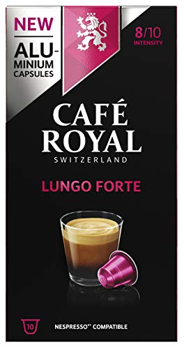 Café Royal Lungo Forte 50 Nespresso kompatible Kapseln (aus Aluminium, Intensität 8/10), 5er Pack (5 x 10 Kaffeekapseln) von Café Royal