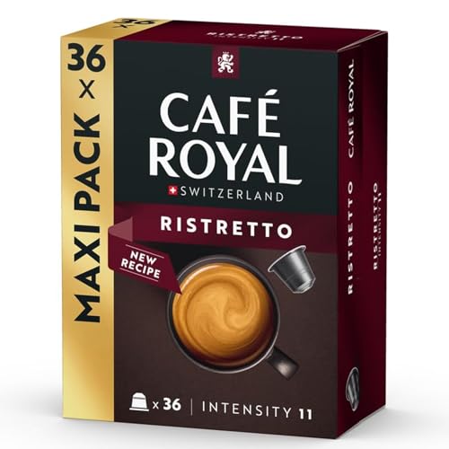 Café Royal Ristretto 36 Kapseln für Nespresso Kaffee Maschine - 9/10 Intensität - UTZ-zertifiziert Kaffeekapseln aus Aluminium von Café Royal