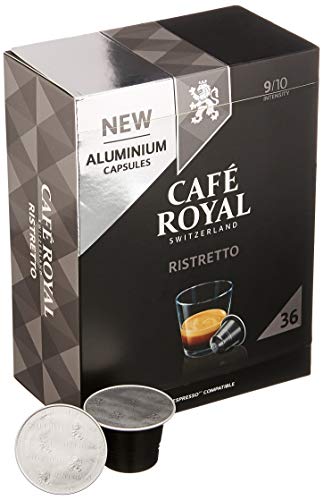Café Royal Ristretto 36 Nespresso®* kompatible Kapseln aus Aluminium, Intensität 9/10 von Café Royal