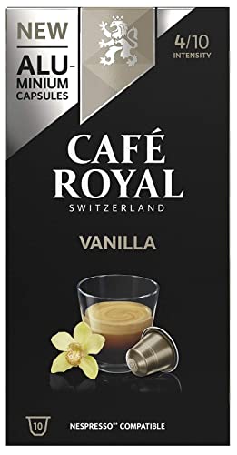 Café Royal Vanilla Flavoured Edition 50 Nespresso, kompatible Kapseln (aus Aluminium - Intensität 4/10) 50 Kaffeekapseln (5 x 10 Pack) - UTZ - Kompatibel mit Nespresso®* Kaffeemaschinen von Café Royal