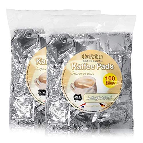 2x Cafeclub Entkoffeniert Kaffeepads Megabeutel je 100 stk. einzeln verpackt von Caféclub