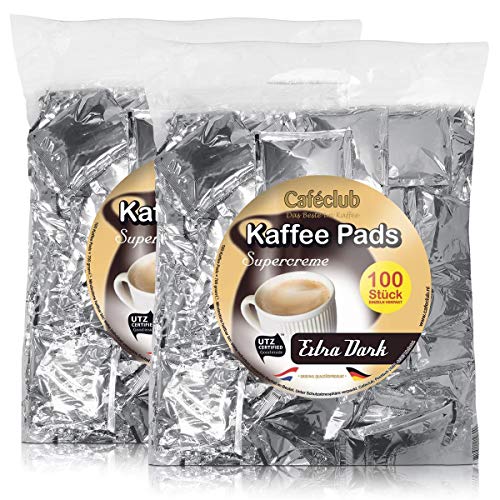 2x Cafeclub Extra Dark Kaffeepads Megabeutel je 100 stk. dunkle Röstung einzeln verpackt von Caféclub