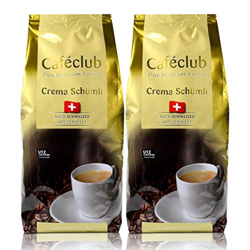 2x Cafeclub Supercreme Schweizer Schümli Kaffeebohnen 1 Kg Für Kaffeevollautomaten von Caféclub