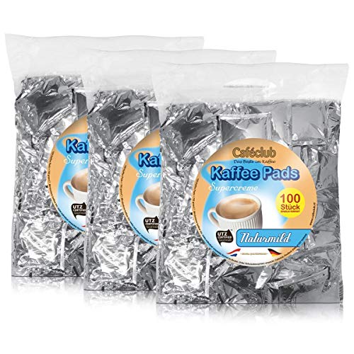 3x Cafeclub Naturmild Kaffeepads Megabeutel je 100 stk. milde Röstung einzeln verpackt von Caféclub