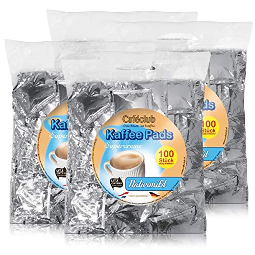 CAFECLUB 100 Kaffepads NATURMILD Supercreme, 4x 100 Pads 2800g - einzeln verpackt von Caféclub