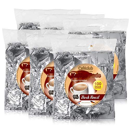 6x Cafeclub Dark Roast Kaffeepads Megabeutel je 100 stk. dunkle Röstung einzeln verpackt von Caféclub