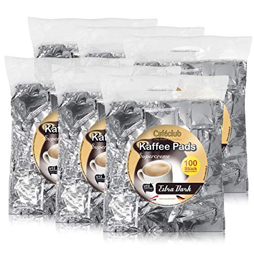 6x Cafeclub Extra Dark Kaffeepads Megabeutel je 100 stk. dunkle Röstung einzeln verpackt von Caféclub