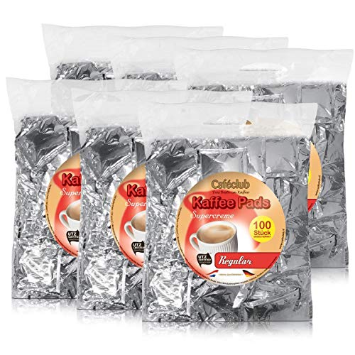 6x Cafeclub Regular Kaffeepads Megabeutel je 100 stk. normale Röstung einzeln verpackt von Caféclub