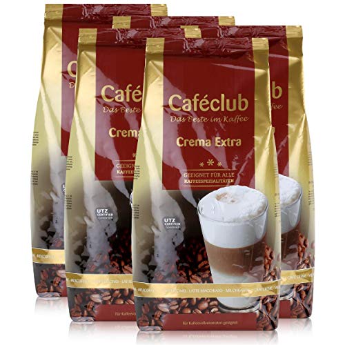 Cafeclub Crema Extra Kaffee-Bohnen 1kg - Für Kaffeevollautomaten (5er Pack) von Caféclub