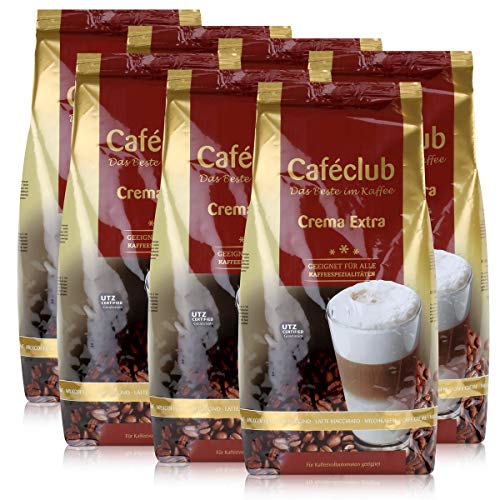 Cafeclub Crema Extra Kaffee-Bohnen 1kg - Für Kaffeevollautomaten (7er Pack) von Cafeclub