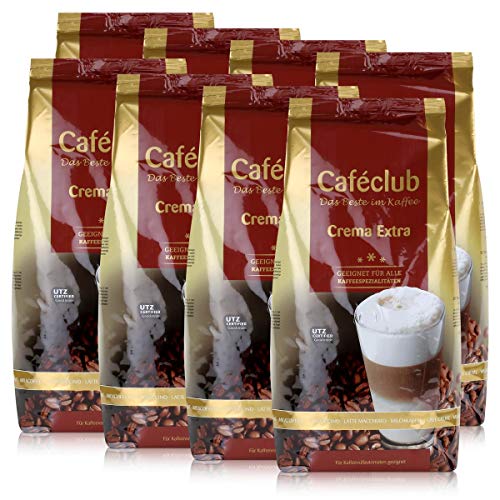 Cafeclub Crema Extra Kaffee-Bohnen 1kg - Für Kaffeevollautomaten (8er Pack) von Caféclub