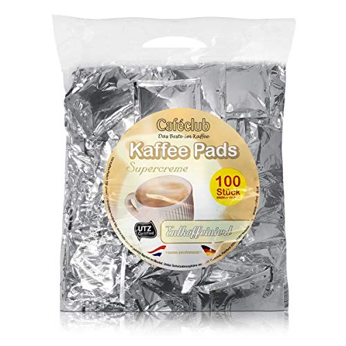 Cafeclub Kaffee-Pads Supercreme entkoffeiniert - 100Stk einzeln verpackt, Pad für zb Senseo, koffeinfrei von Caféclub