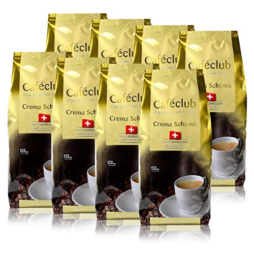 Cafeclub Supercreme Schweizer Schümli Kaffee Bohnen 8kg (8x1kg) von Cafeclub