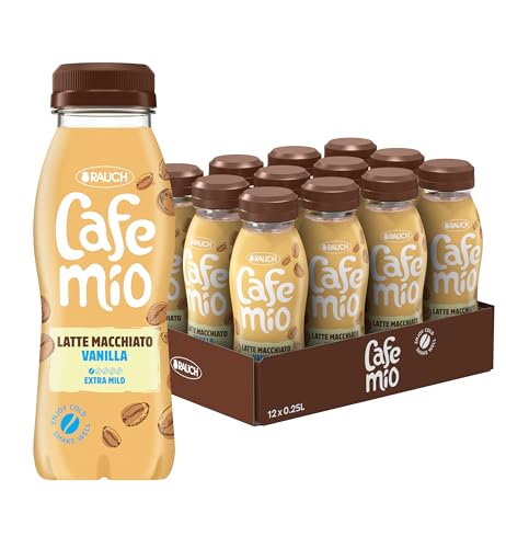 Cafemio Latte Macchiato Vanilla | Eiskaffee-Genuss To-Go | Einzigartiger Kaffeegeschmack mit bester Alpenmilch aus Österreich | nicht kühlpflichtig | ohne Konservierungsstoffe | 0,25 L PET-Flasche von Cafemio