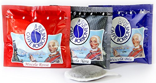 3 x 50 Kaffeepads Caffè Borbone 50 Kaffeepads Mischung schwarz, 50 Blau und 50 Red von CAFFÈ BORBONE