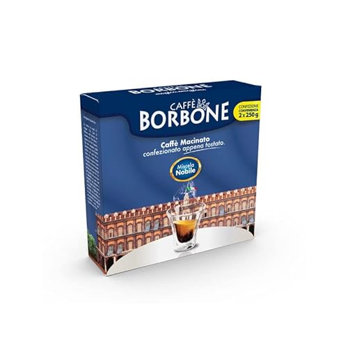 Caffe Borbone Nobile gemahlener Kaffee für italienischen Espresso (geeignet für Siebträgermachinen, Mokkamaschinen) Doppelverpackung 2x250gr von CAFFÈ BORBONE