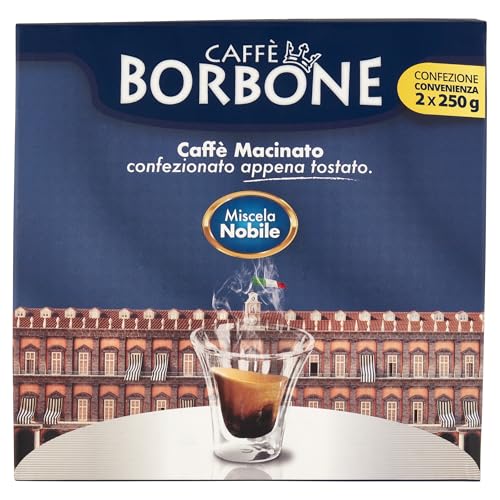 Caffe Borbone Nobile gemahlener Kaffee für italienischen Espresso (geeignet für Siebträgermachinen, Mokkamaschinen) Doppelverpackung 2x250gr von CAFFÈ BORBONE