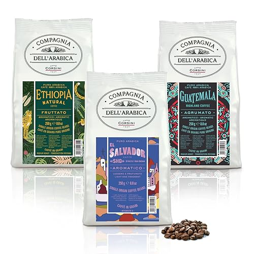 Caffè Corsini Compagnia Dell'Arabica Guatemala. Äthiopien Und El Salvador Single Origin Kaffeebohnen 3 Pack x 250g, 750 g von Caffè Corsini