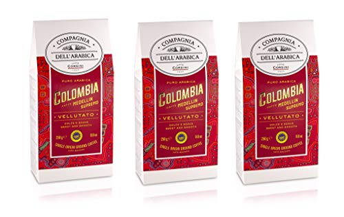 Caffè Corsini - Kaffee Gemahlen 3x250g Compagnia Dell'Arabica Kolumbien Medellin Supremo, Einzelner Ursprung, Samtig, 750g Insgesamt von CAFFÈ CORSINI 1950