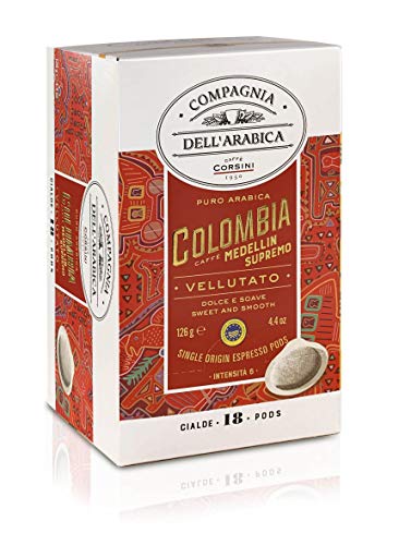 Caffè Corsini Compagnia Dell'Arabica Kolumbien Medellin Supremo Kaffee 4Er Packung Mit 18 ESE Pods, 130 g von Caffè Corsini
