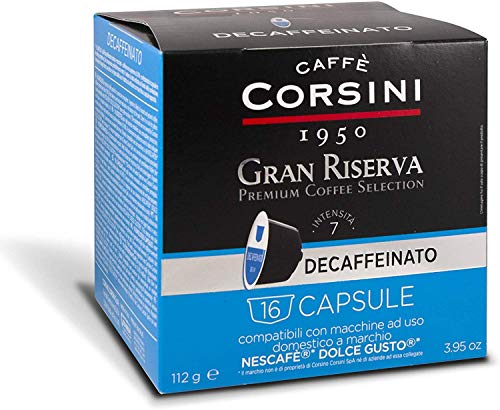 Caffè Corsini - 96 Kompatible Dolce Gusto Kapseln, Gran Riserva Entkoffeiniert, 6 Boîtes à 16 Kapseln, 672g von CAFFÈ CORSINI 1950