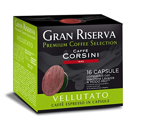Caffè Corsini Gran Riserva Vellutato Espresso Coffee Lavazza A Modo Mio 6Er Packung Mit 16 Kepseln, 750 g von Caffè Corsini