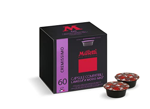 Caffè Musetti, 60 kompatible Lavazza A Modo Mio® Kaffeekapseln, Cremissimo-Mischung, mit intensivem und ausgewogenem Geschmack von Caffè Musetti