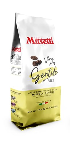 Caffè Musetti, Kaffeebohnen sanfte Mischung, Intensität 3/5 mit Noten von Zitrusfrüchten und Mandeln, Qualität 100% Arabica, mit einem delikaten und aromatischen Geschmack, reichhaltiger und von Caffè Musetti
