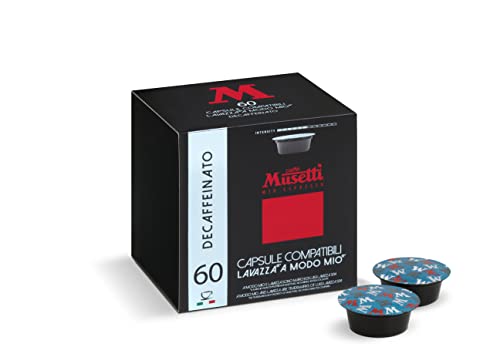 Caffè Musetti, 60 Kaffeekapseln Kompatibel Lavazza A Modo Mio®, Entkoffeinierte Mischung mit süßem und zartem Aroma von Caffè Musetti