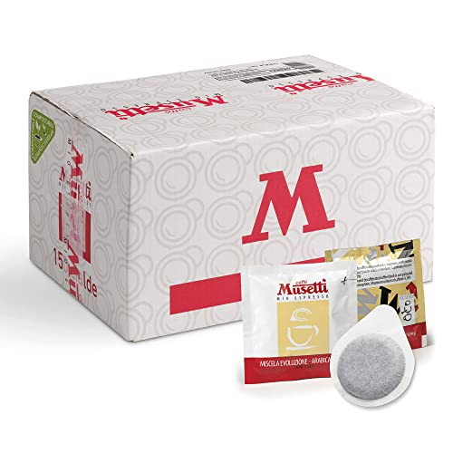 Musetti Kaffee, 150 kompostierbare Kaffeepads, 100% Arabica Evolution Blend mit zartem und fein-säuerlichem Geschmack, in 44 mm Filterpapier Musetti Kaffee, 150 kompostierbare Kaffeepads, 100% Arabica Evolution Blend mit zartem und fein-säuerlichem Geschmack, in 44 mm Filterpapier von Caffè Musetti
