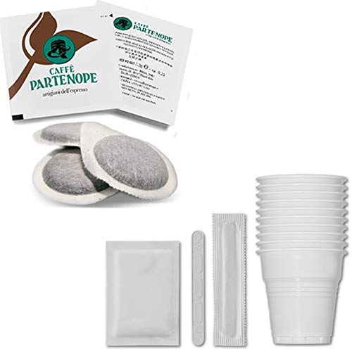 100 Waffeln Partenope Espresso + Kit Cups, Pfannen, Zucker von Caffè Partenope