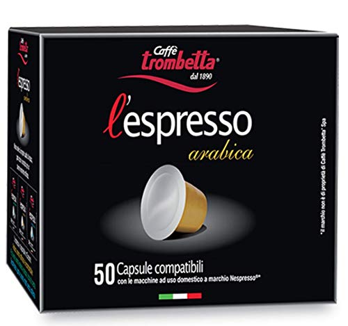 Caffè TROMBETTA L 'Espresso, Italien Kaffee Nespresso kompatible Kapseln. Aus 100% Arabica mit einem vollmundigen und körperreichen - 50 Kapseln von Caffe Trombetta