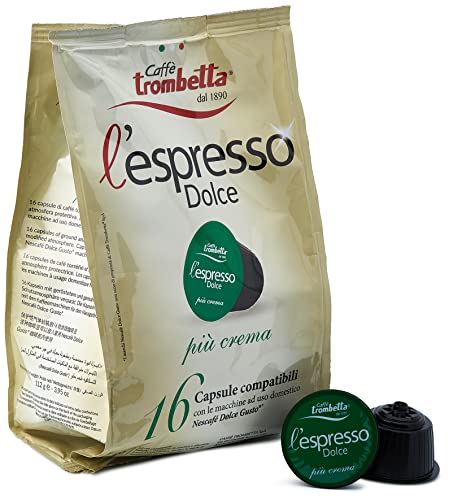 Caffè Trombetta L'Espresso Dolce kompatible Nescafè Dolce Gusto, Più Creme - 16 Kapseln (1er Pack) von Caffè Trombetta