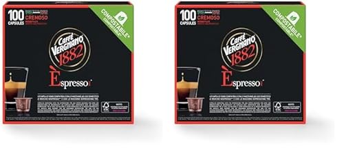 Caffè Vergnano 1882 - Èspresso Kompostierbare Kaffeekapseln, Kompatibel Mit Nespresso, Cremoso (Cremig) - Packung Enthält 100 Kapseln (Packung mit 2) von Caffè Vergnano 1882