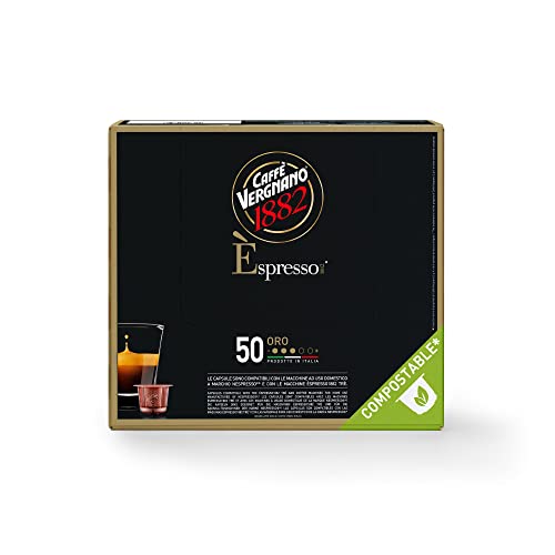 Caffè Vergnano 1882 Èspresso Nespresso kompatible kompostierbare Kaffeekapseln, Arabica - Packung enthält 50 Kapseln von Caffè Vergnano 1882
