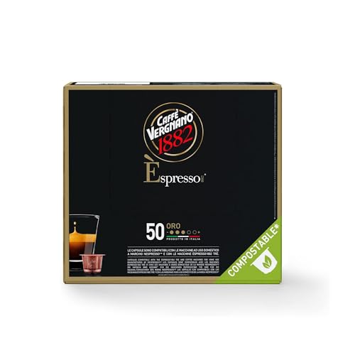 Caffè Vergnano 1882 Èspresso Nespresso kompatible kompostierbare Kaffeekapseln, Arabica - Packung enthält 50 Kapseln von Caffè Vergnano 1882