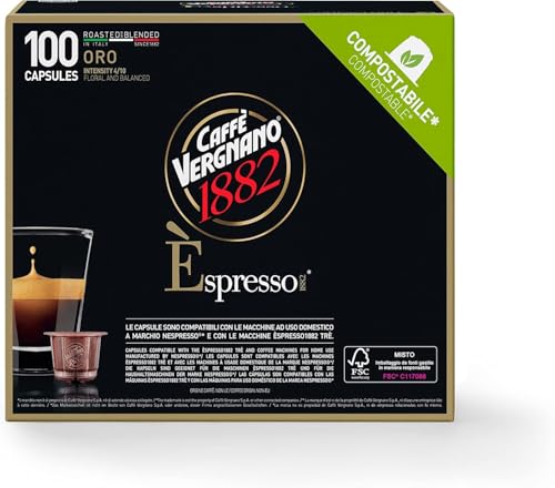 Caffè Vergnano 1882 Èspresso kompostierbare Kaffeekapseln, Oro - Packung enthält 100 Kapseln Caffè Vergnano 1882 Èspresso kompostierbare Kaffeekapseln, Oro - Packung enthält 100 Kapseln von Caffè Vergnano 1882