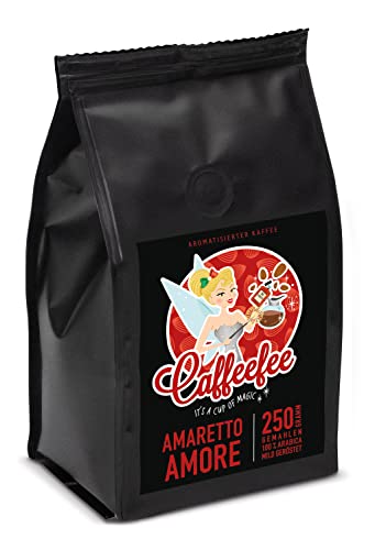 Caffeefee Amaretto Amore, Bohnen, aromatisierter Röstkaffee aus 100% Arabica, mild geröstet, veredelt mit feinem Aroma, 250 g von Caffeefee