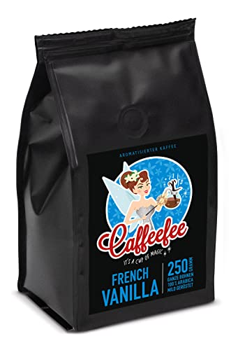 Caffeefee French Vanilla, ganze Bohnen, aromatisierter Röstkaffee aus 100% Arabica, mild geröstet, veredelt mit feinem Aroma, 250 g (Ganze Bohnen) von Caffeefee