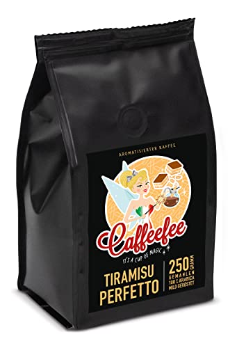 Caffeefee Tiramisu Perfetto, 100% Arabica, gemahlen, mild geröstet, 250 g, aromatisierter Kaffee von Caffeefee