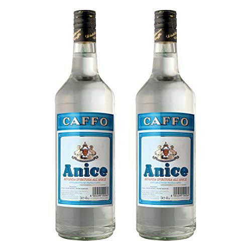 Anice Caffo Anisschnaps 2er Set, Anis Spirituose aus Kalabrien, Alkohol, Flasche, 40%, 2 x 1 L von Caffo