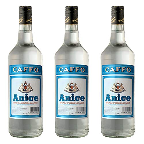 Anice Caffo Anisschnaps 3er Set, Anis Spirituose aus Kalabrien, Alkohol, Flasche, 40%, 3 x 1 L von Caffo