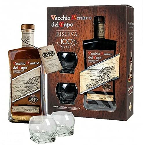 CAFFO AMARO DEL CAPO RISERVA CENTENARIO 70 CL GESCHENKBOX MIT GLÄSERN von Caffo