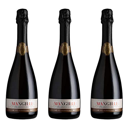 Mangilli Doc Brut Prosecco 3er Set, Schaumwein, Secco, Alkohol, Flasche, 11%, 3 x 750 ml von Caffo